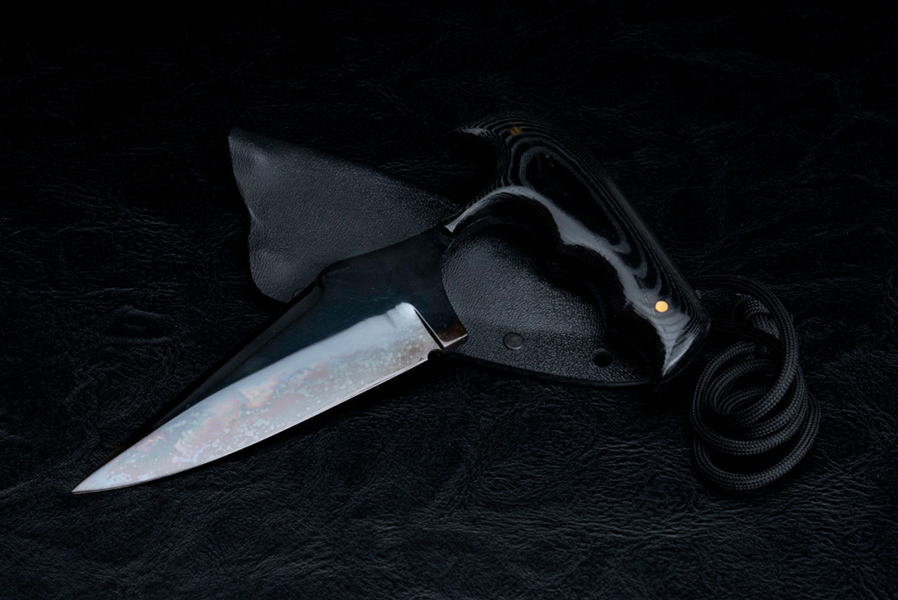 Fred Perrin Concept Custom Military Push Dagger Blue Gun Blade Finish w/ Black Canvas Micarta Handle and Sheath