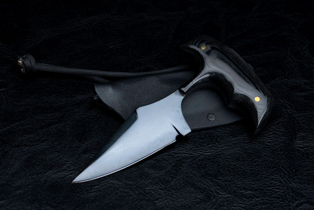 Fred Perrin Concept Custom Soldier Push Dagger Blue Gun Blade Finish w/ Black Canvas Micarta Handle and Sheath