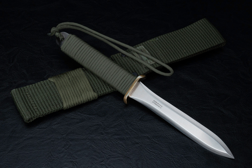 EK Knives PB-4 Fixed Blade Dagger Knife Satin Finish w/ Green Cord