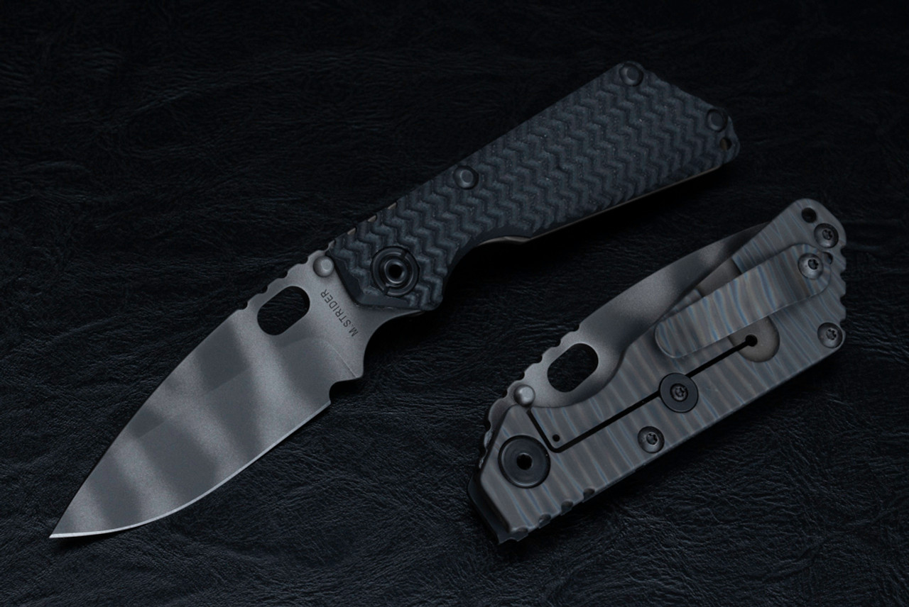 Strider Knives SnG Knife Tiger Stripe Blade and Frame Lock w/ Tire Tread Black G-10 Handles