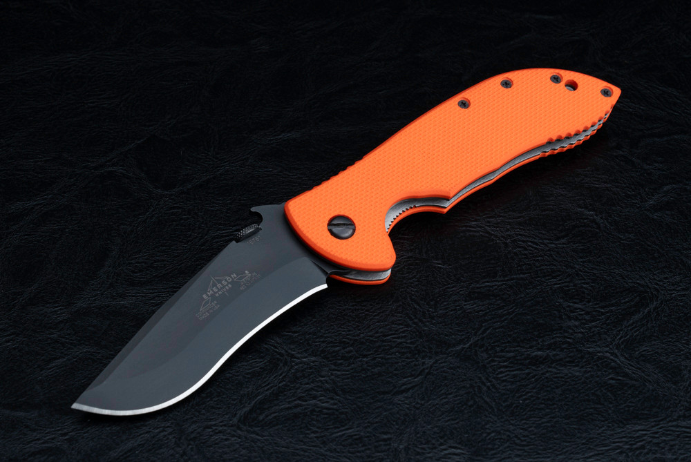 Ernest Emerson Commander BT Black Blade w/ Textured Orange G Ernest Emerson Commander BT Black Blade w/ Textured Orange G