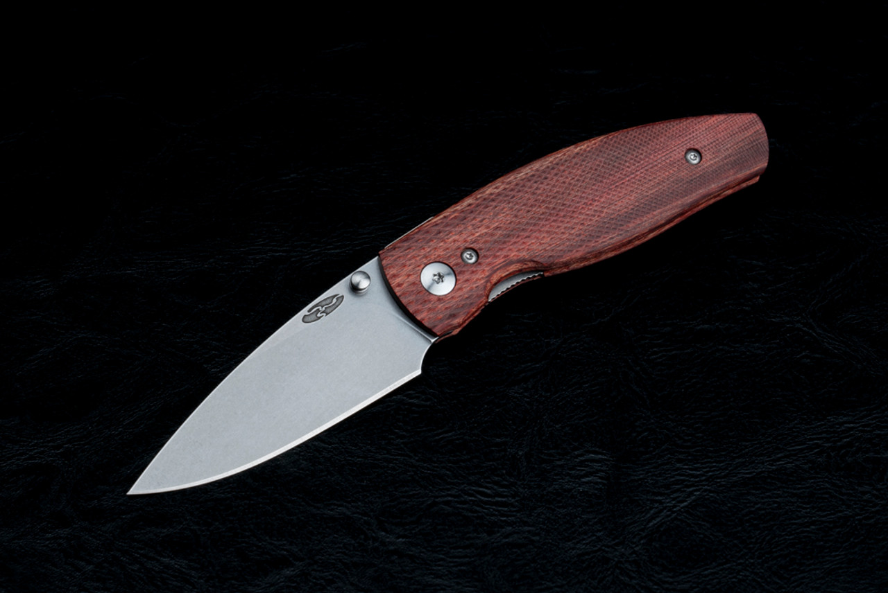 TRM Neutron 2 Liner Lock Folding Knife 2-Part Tumbling Blade Finish w/ 3D Contoured Rosewood TEK-Wood Handles