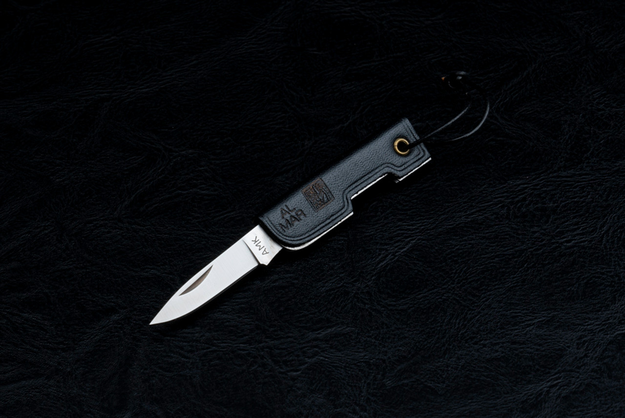 Al Mar Knives Pocket Lee Knife Satin Blade w/ Black Leather Handles