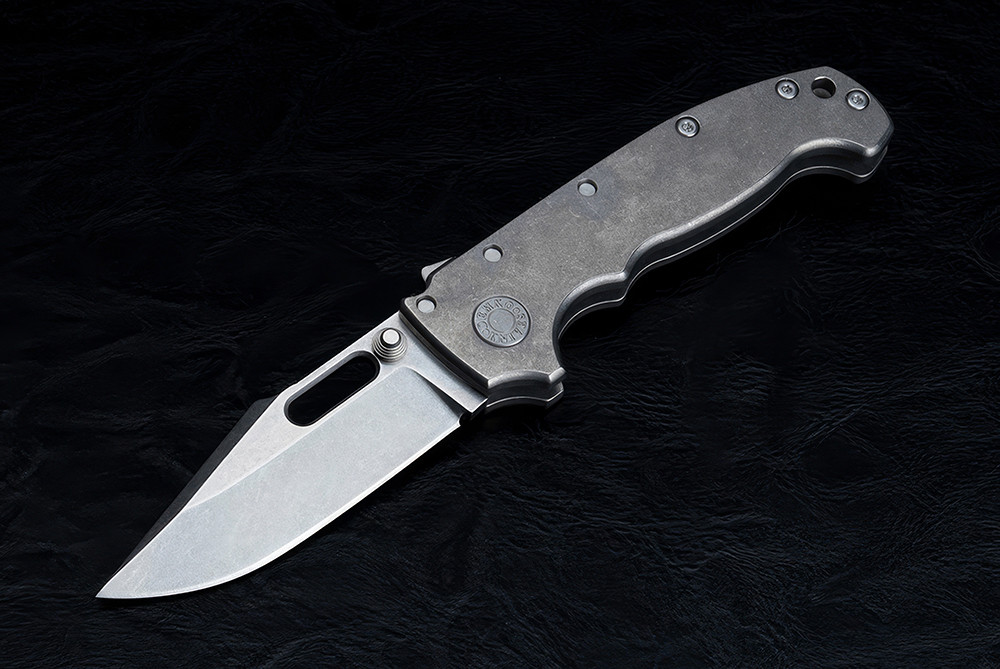 Les George Knives VECP Button Lock MagnaCut Stonewashed Blade w