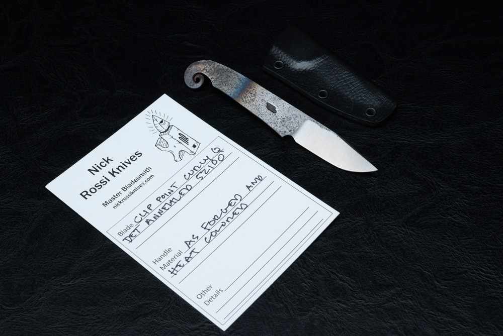 Nick Rossi Knives Custom Forged Clip Point Curly Q Fixed Blade