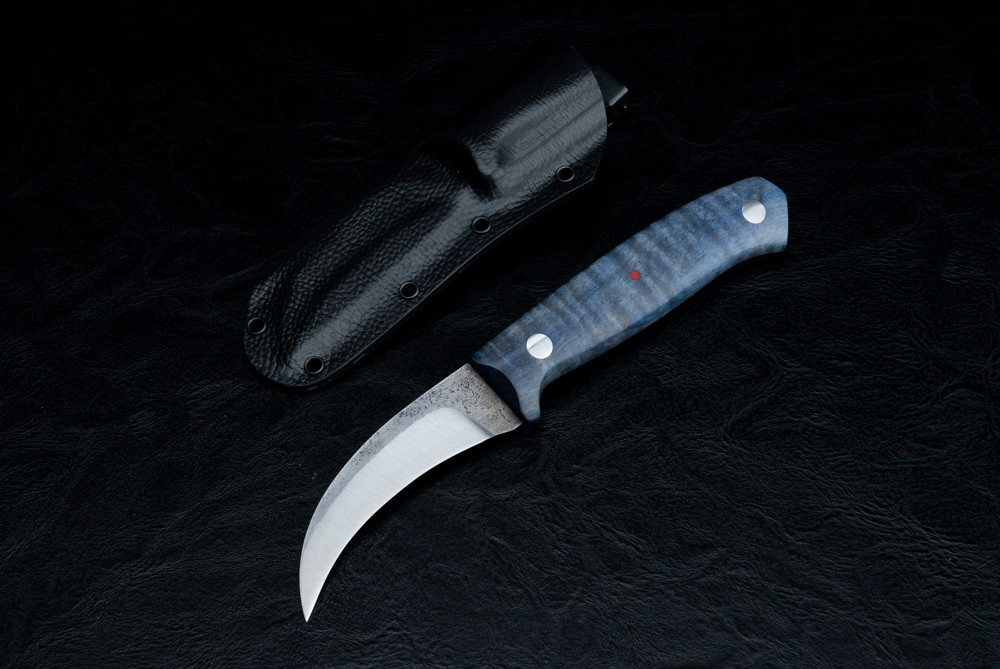 Nick Rossi Knives Custom Death Tournee Fixed Blade Satin w/ Blue
