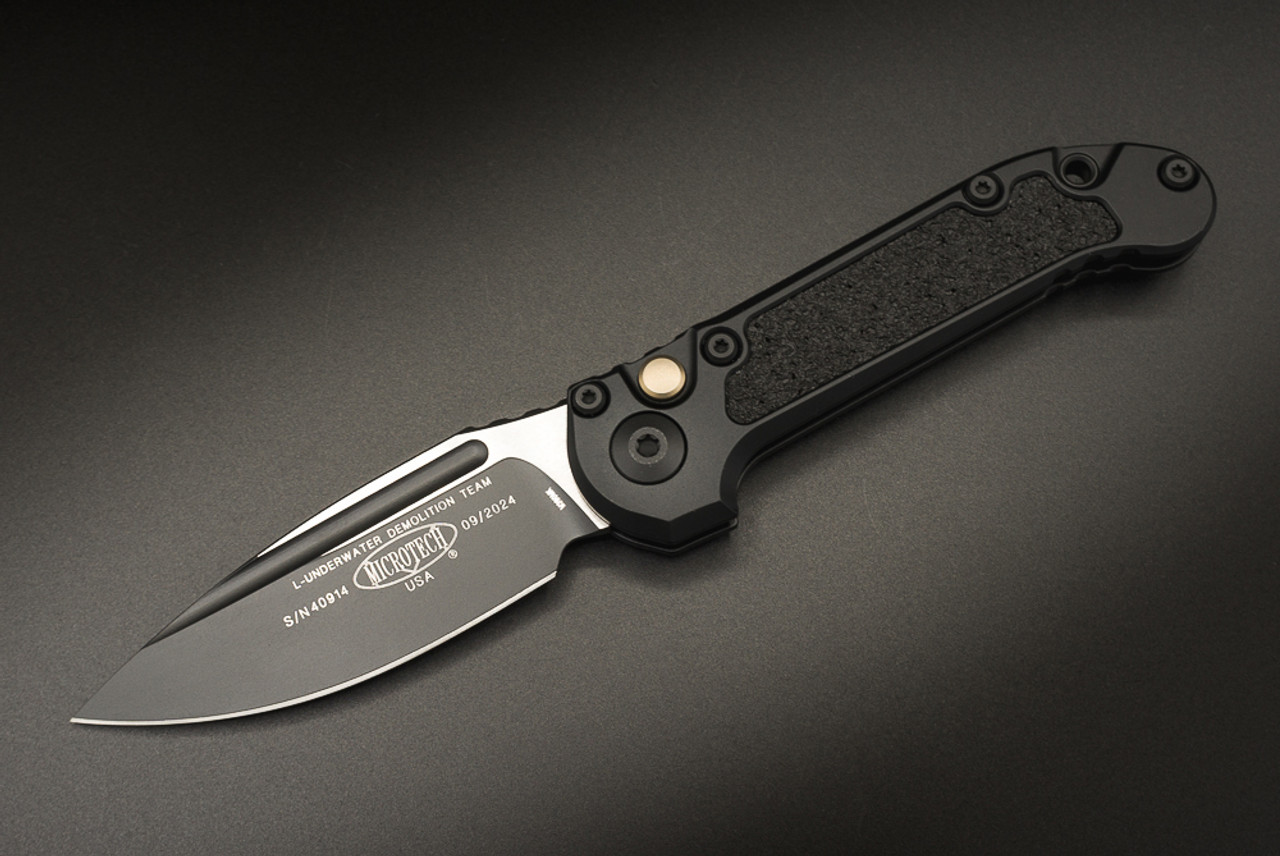 Microtech Knives L.U.D.T. Gen III S/E Automatic Knife 2-Tone Black Blade w/ Black Aluminum Handle - 1135-1T