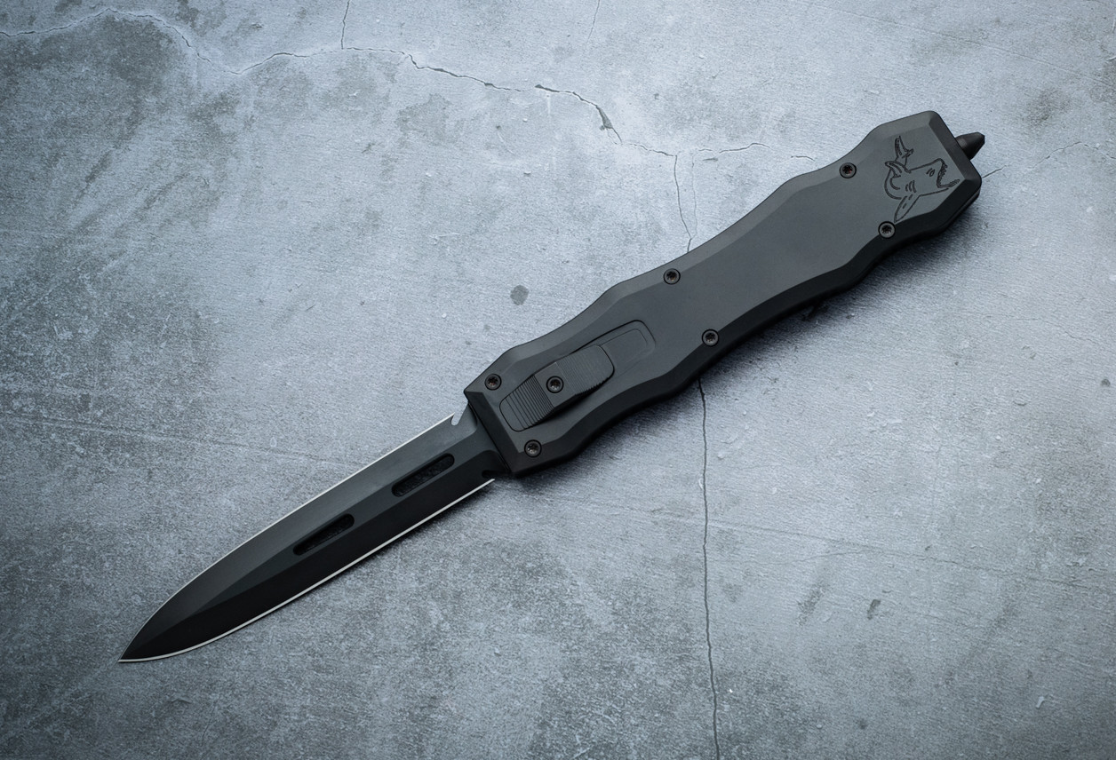 Desert Knife Works Limited Run Sand Shark D/E OTF Automatic Knife Black DLC Blade and Stainless Steel Handle