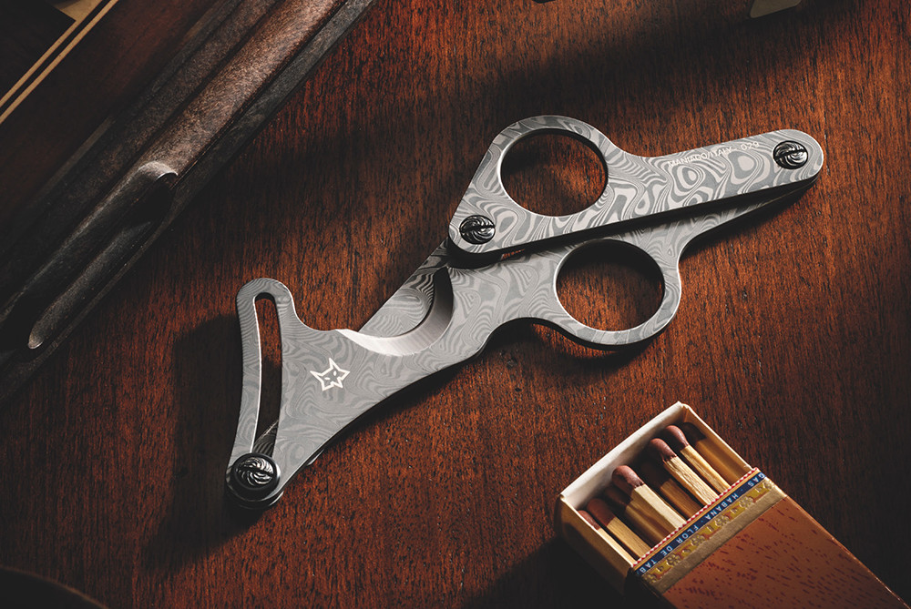 Fox Knives 749 D Tagliasigari Herringbone Damascus Cigar Cutter w