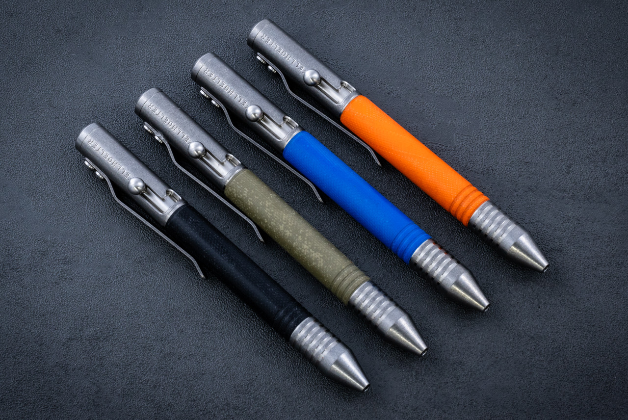 Fellhoelter Knives G2 TiBolt Stonewashed Titanium / G-10 Pen w/ Grip Rings