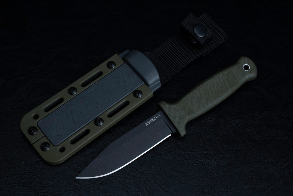 Demko Knives Armiger 4 Fixed Blade Knife Black Spear Point Blade w