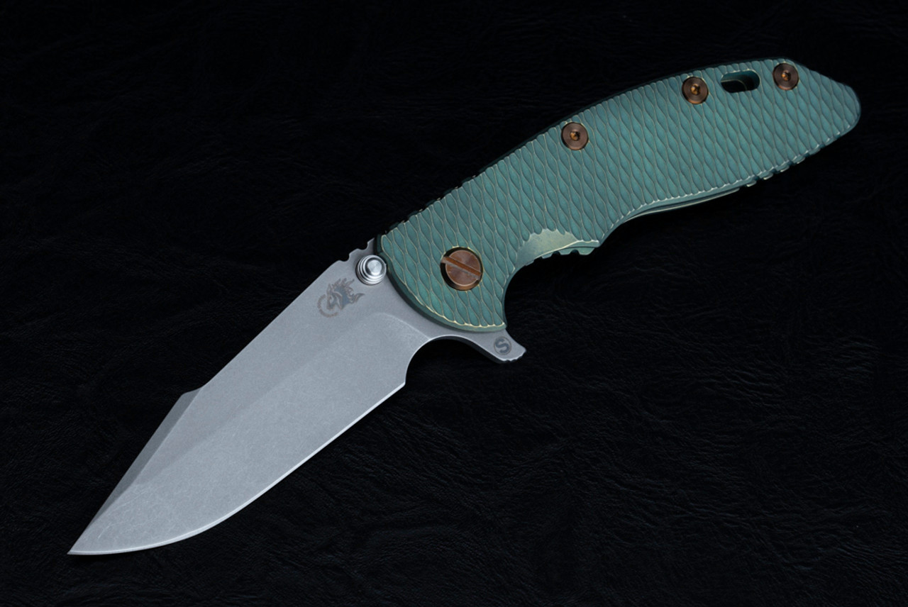 Rick Hinderer Knives XM-18 3.5" Skinny Harpoon Spanto Working Finish Blade w/ Special Finish Textured Lock Side and Titanium Handle