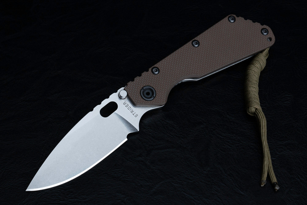 Strider Knives SMF Stonewashed Blade w/ Brown Lego G-10 Handles