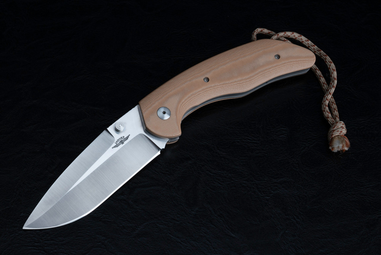Jarosz Knives Model 100 Folding Knife Satin Blade w/ Coyote Smooth G-10 Handle