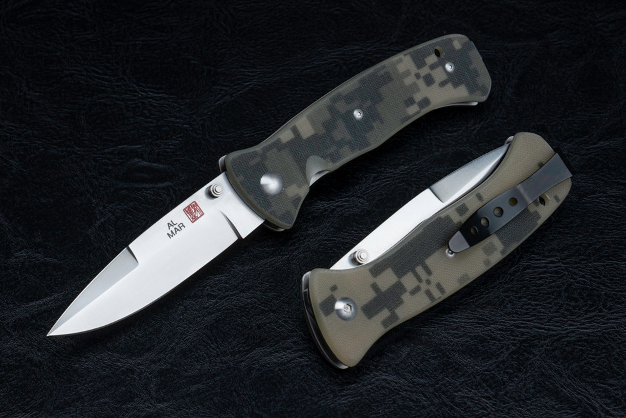 Al Mar Knives Mini SERE 2000 Tactical Folding Knife Satin Blade With Digital Camo G-10 Handles - MS2KDC - Serial #065 of 200