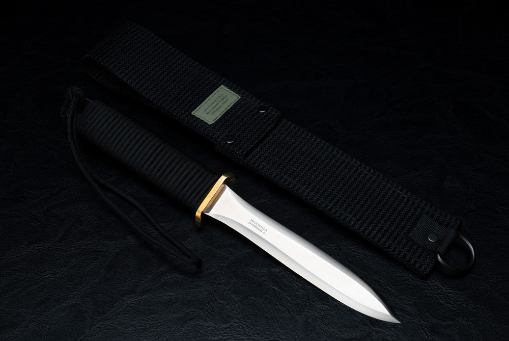 EK Knives PB-4 Fixed Blade Dagger Knife Satin Finish w/ Black Cord