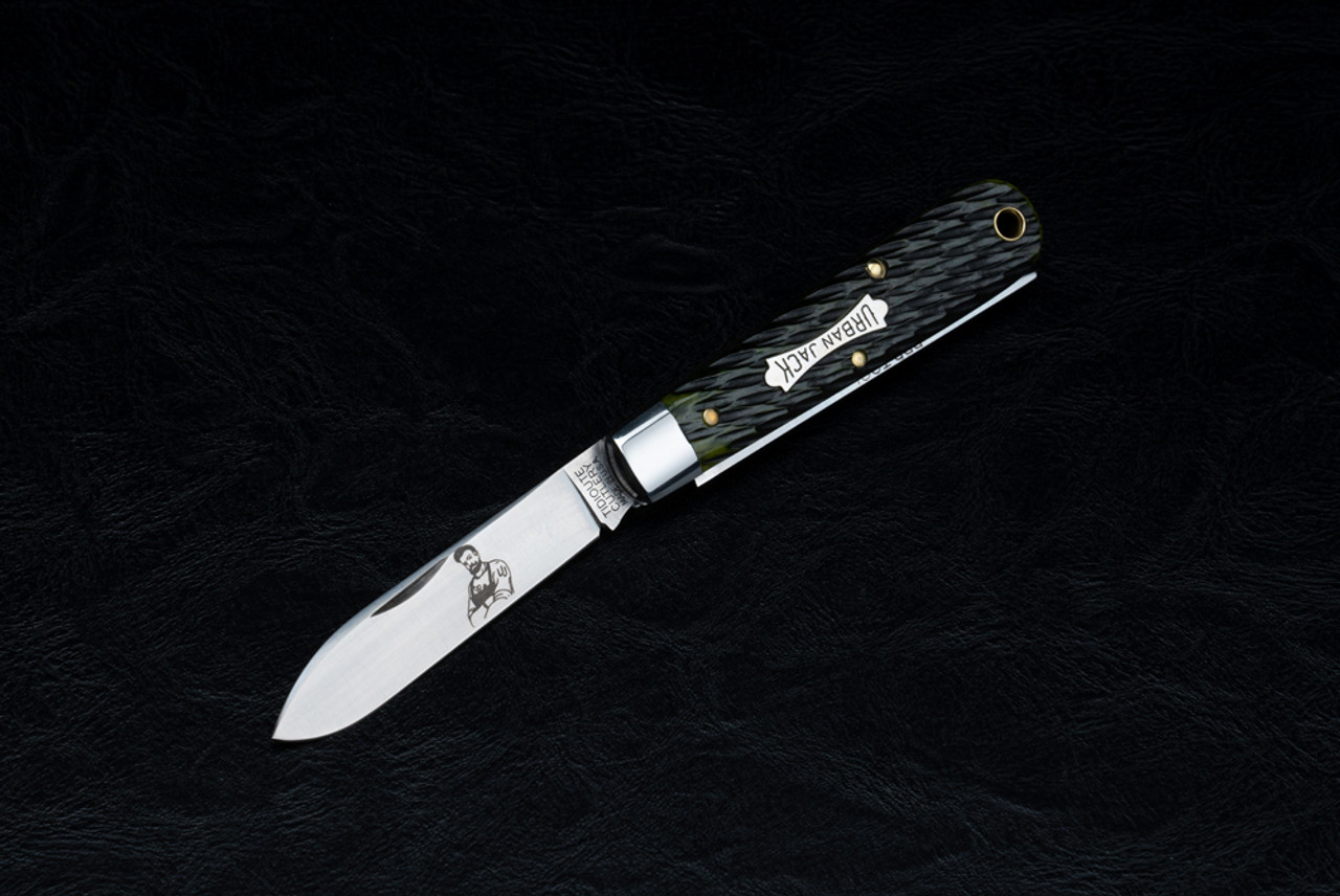 Great Eastern Cutlery Tidioute Cutlery Urban Jack Slip Joint Satin Blade w/ Spring Green Jigged Bone Handle - 152221
