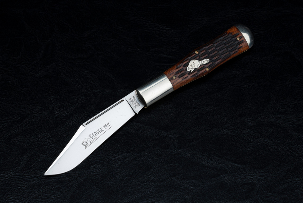 Great Eastern Cutlery Tidioute Cutlery Beaver Tail Allegheny Slip Joint Satin Blade w/ Jigged Brazilian Cherry Handle - 971119