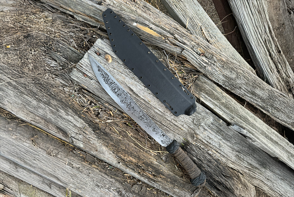 Helm Grind Custom Forged Bush Sword w/ Hemp Cord Wrapped Handle