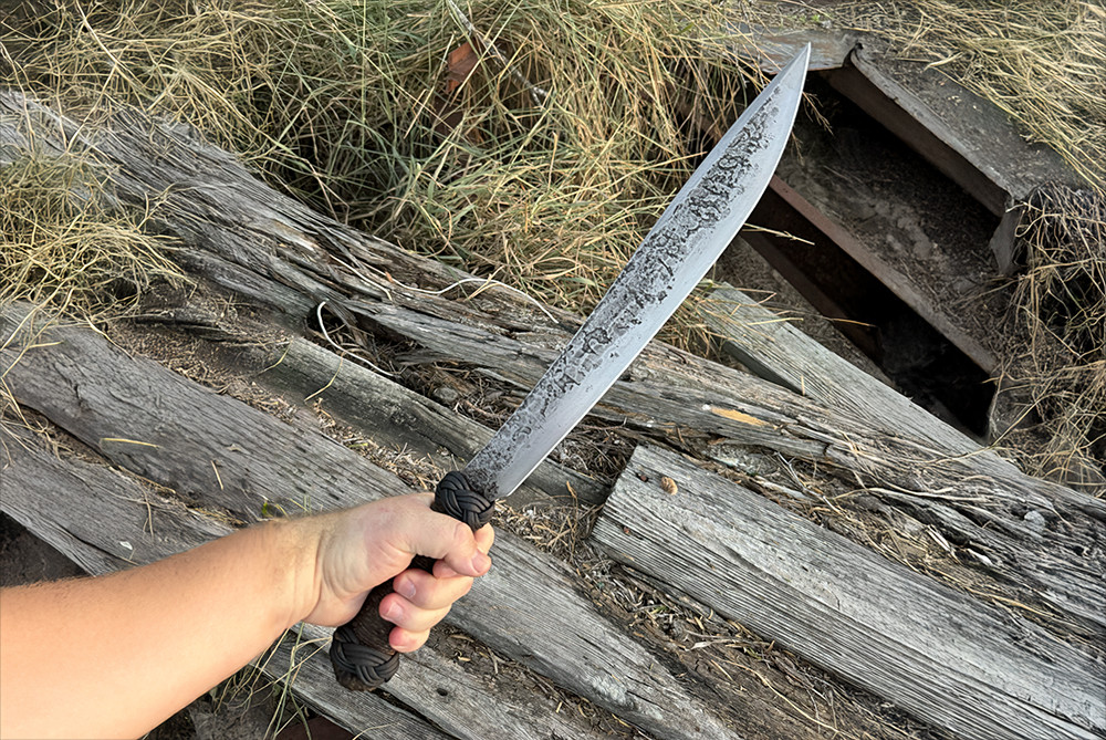 Helm Grind Custom Forged Bush Sword w/ Hemp Cord Wrapped Handle