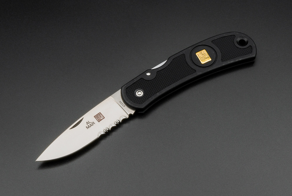 Al Mar Knives Sportsman Pocket Knife Satin Blade w/ Black Zytel