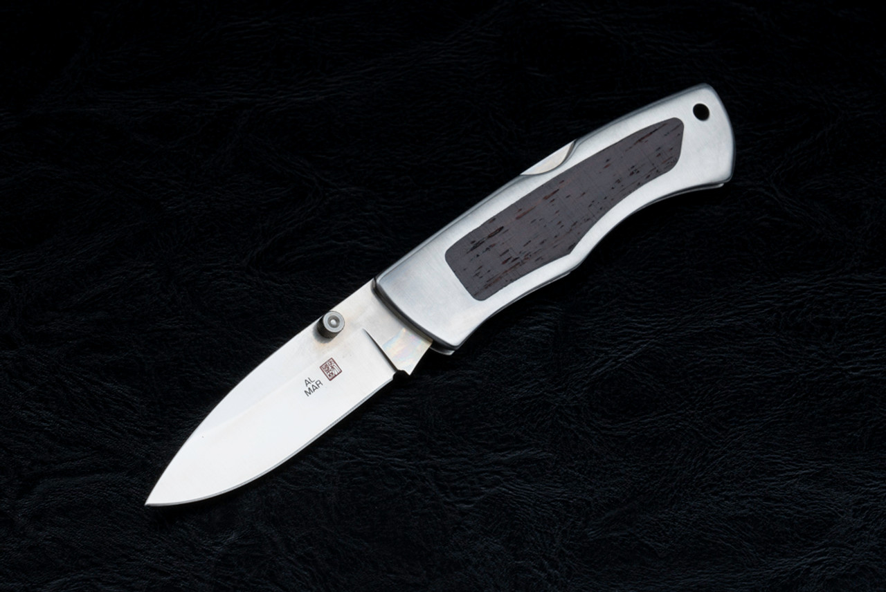 Al Mar Knives Super Teacher Folding Knife Satin Finish Blade w/ Stainless Steel Handles and Cocobolo Inlays
