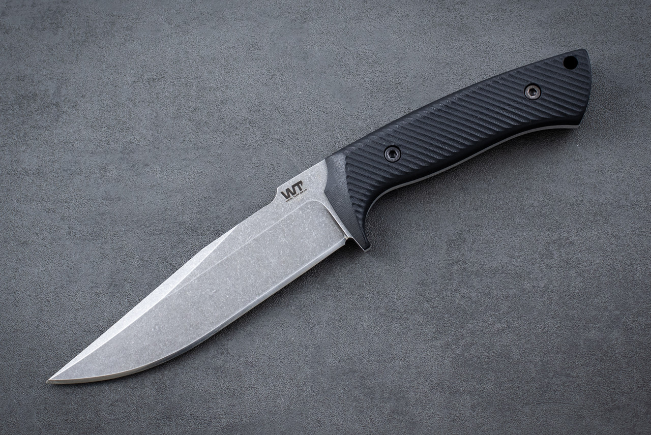 Work Tuff Gear Steadfast Fixed Blade Knife Dark Washed Blade w/ Textured Black G-10 Handles and Sheath