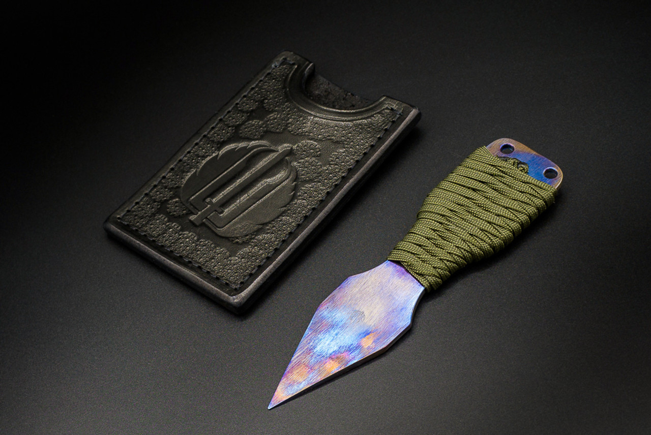 Strider Knives Titanium Push Dagger w/ Paracord Wrapped Handle and Leather Sheath - ST-2