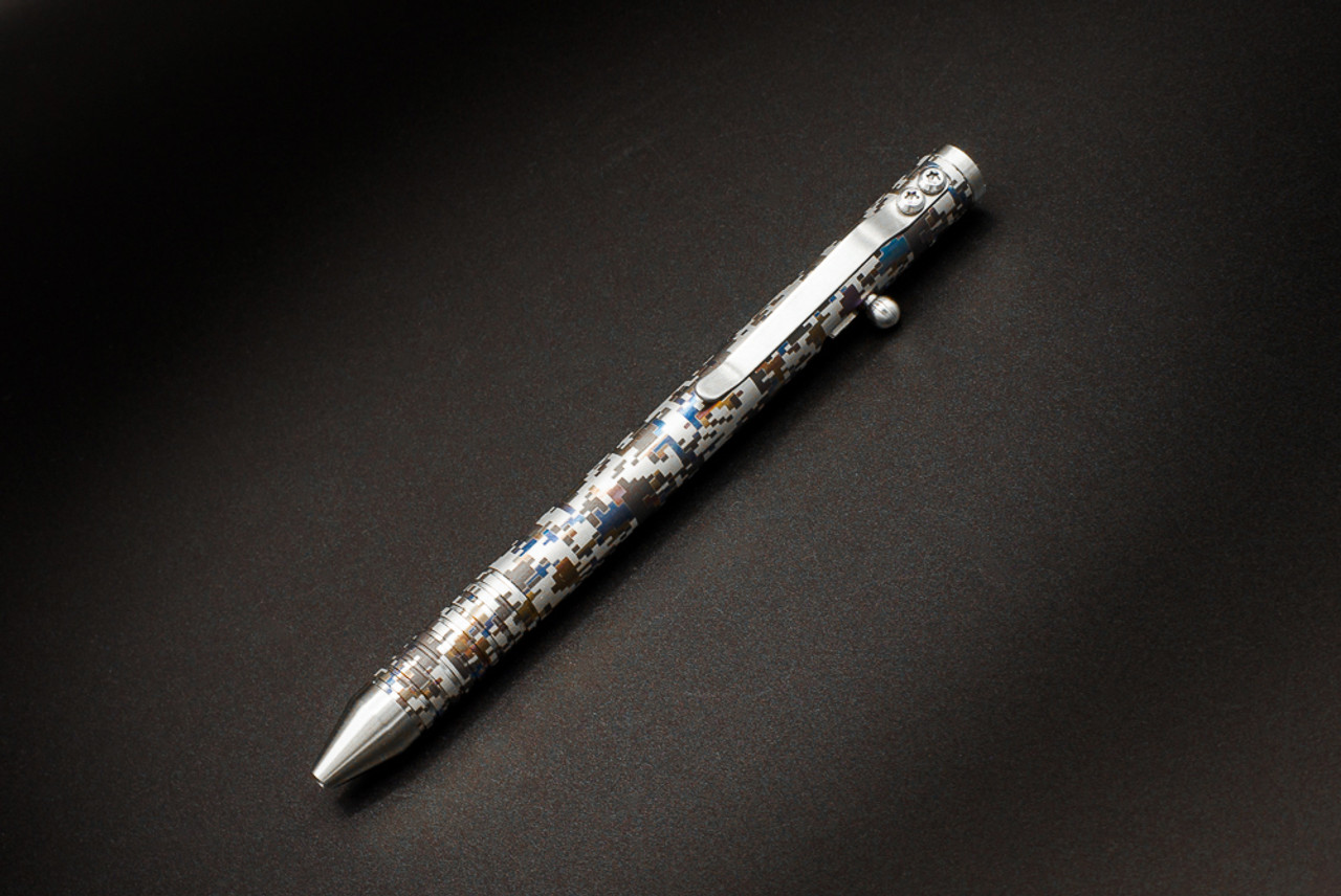 Fellhoelter Knives TiBolt Full Size TItanium Pen w/ Grip Rings DigiCamo CPTN AXEL Finish