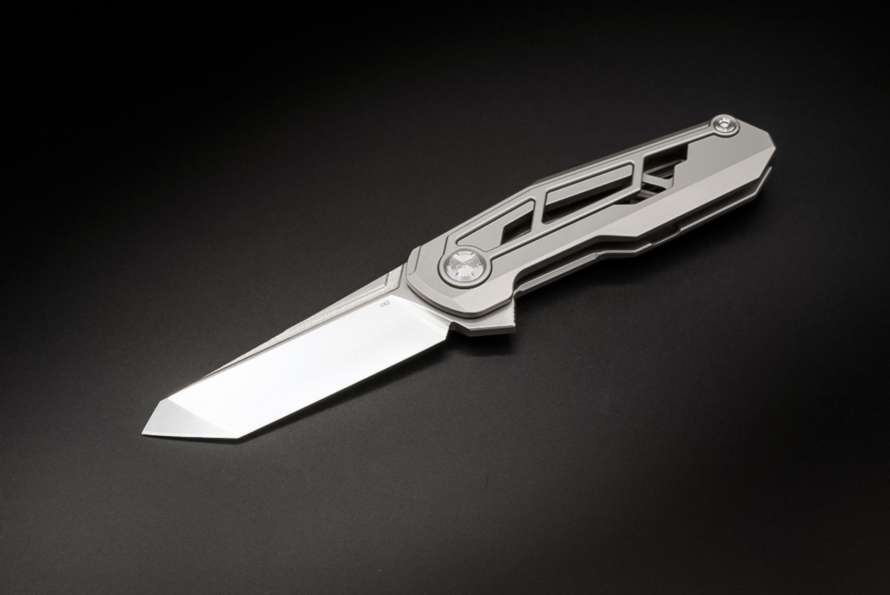 Tactical Geek VX2 Pocket Folding Knife Sandblast Blade and Titanium Handles