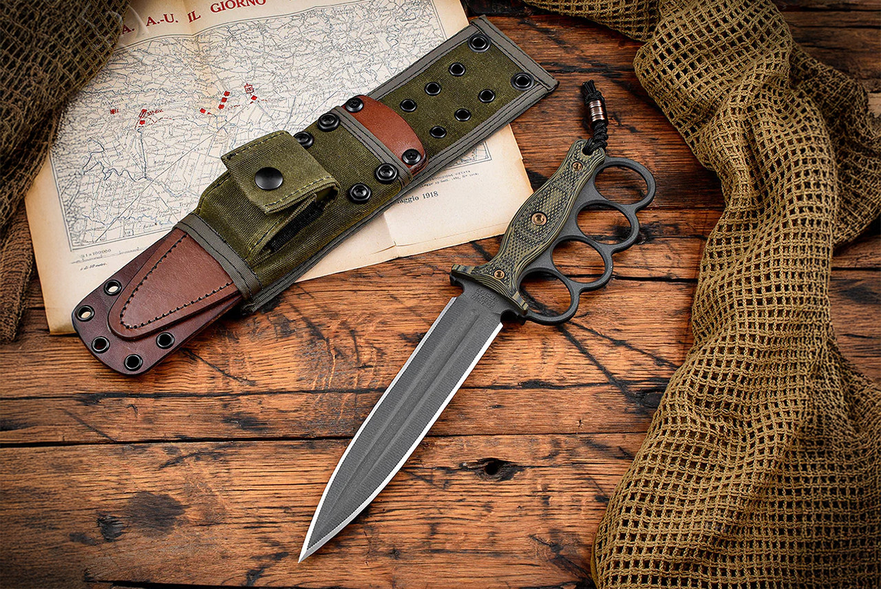 RMJ Tactical Trench Raider Fixed Blade Dagger Knife Cobalt Gray