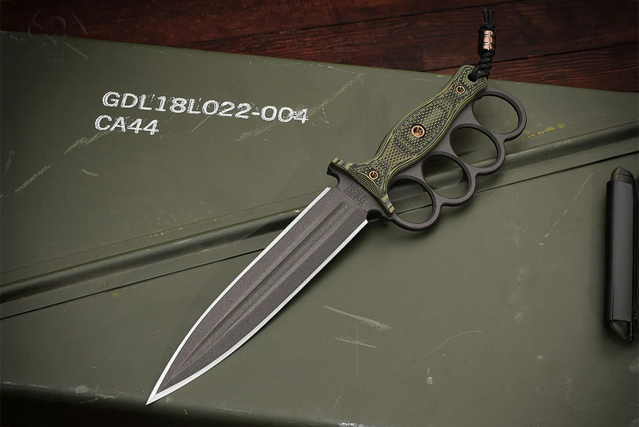 RMJ Tactical Trench Raider Fixed Blade Dagger Knife Cobalt Gray