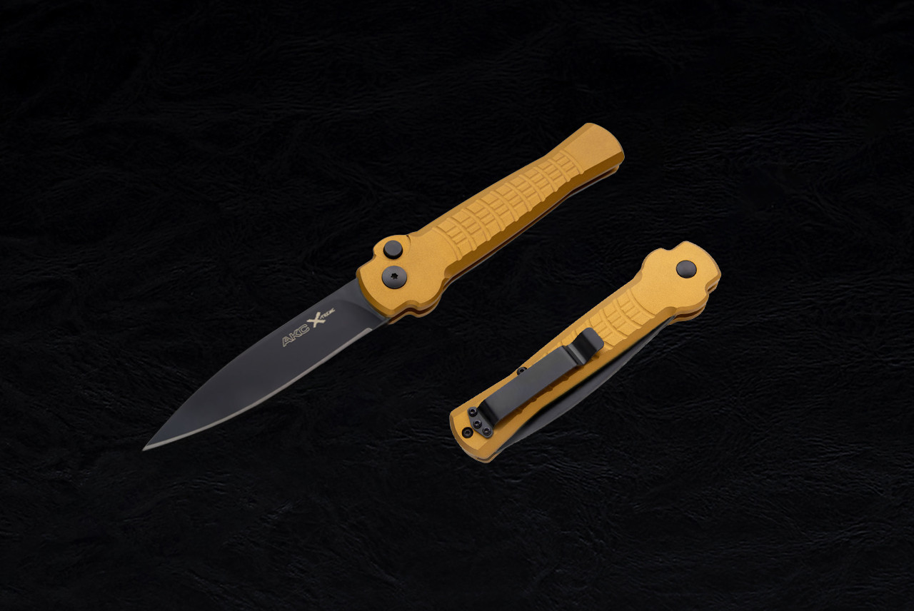 【美品】 ARMA PRO101 AKC X-treme Ace 1 Side Opener Automatic Knife Spear Point Black