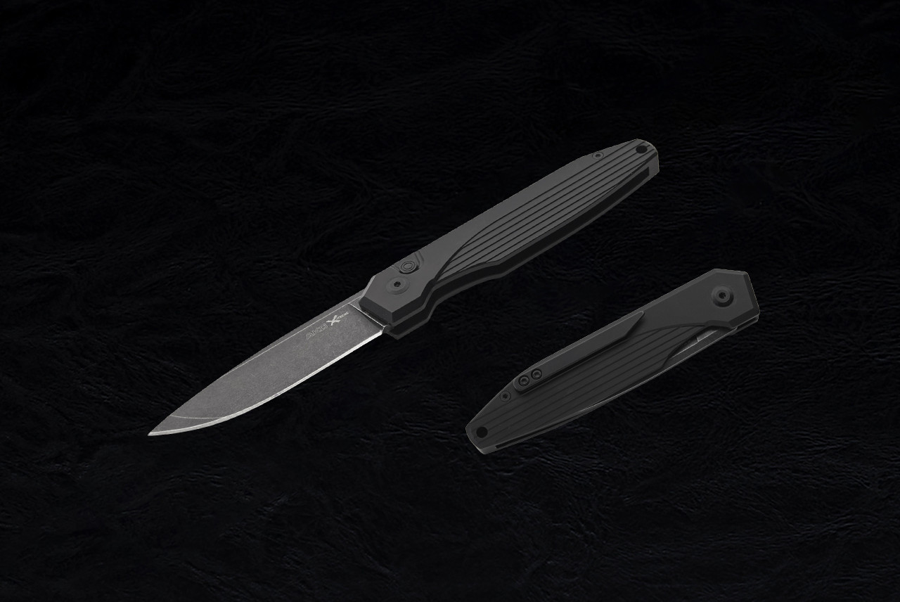 AKC X-treme Dandy Automatic Knife Drop Point Black PVD Blade w