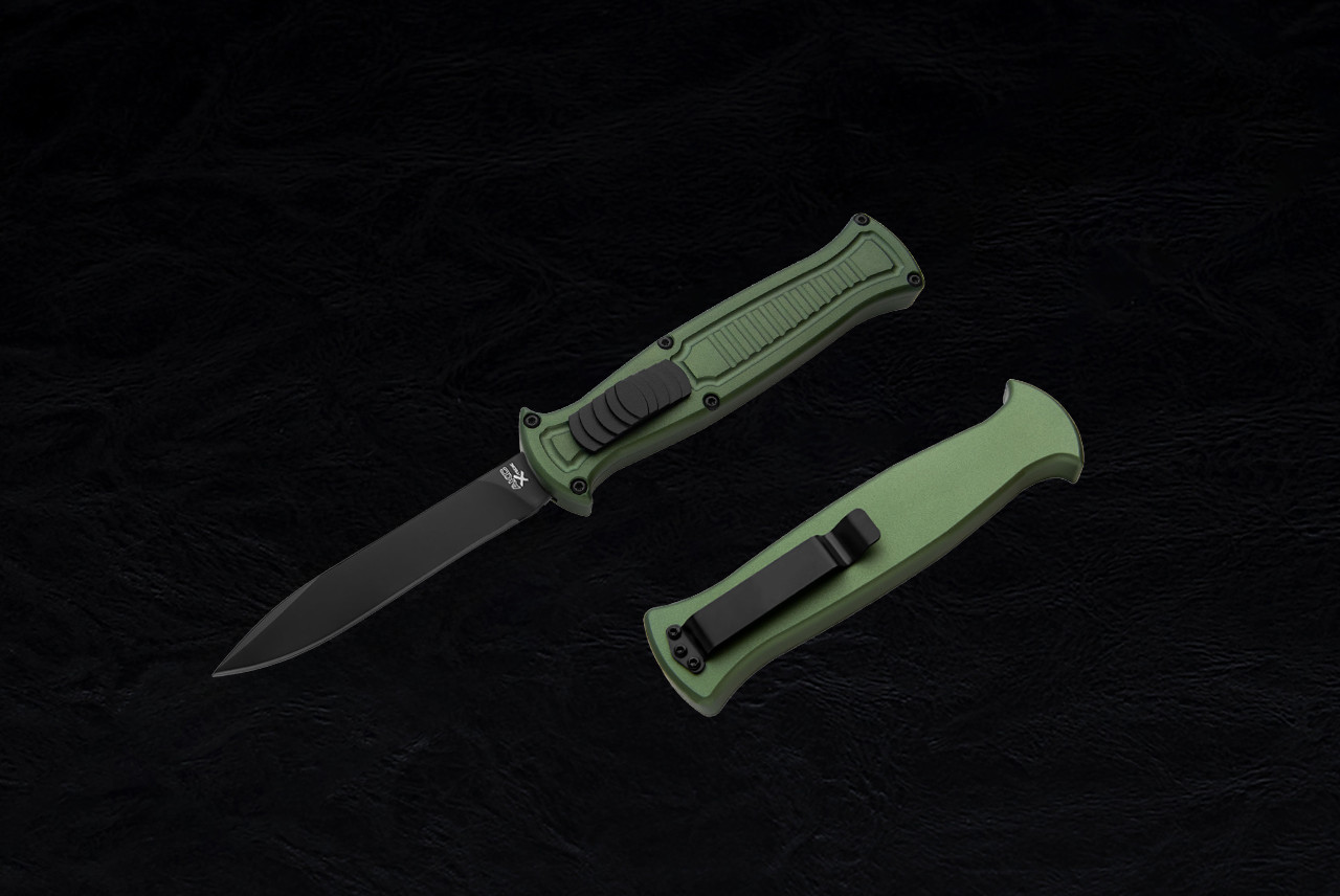 AKC X-treme EVO OTF Automatic Knife Spear Point Black Blade w/ OD