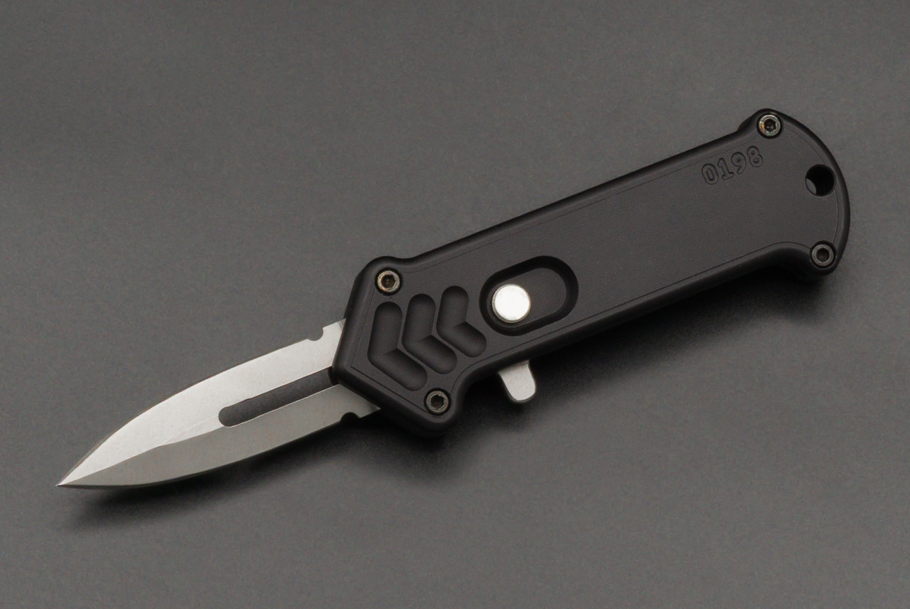 Rob Dalton Mini Cupid OTF Automatic Knife Bead Blast Blade w/ Black Aluminum Handle #0198
