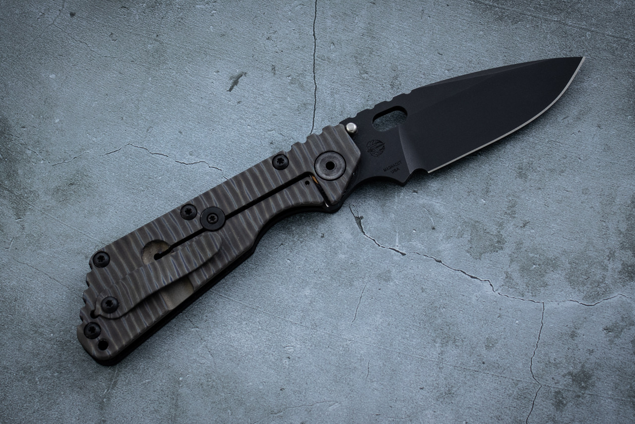 Strider Knives SMF Folding Knife MagnaCut Black Blade w/ Flamed