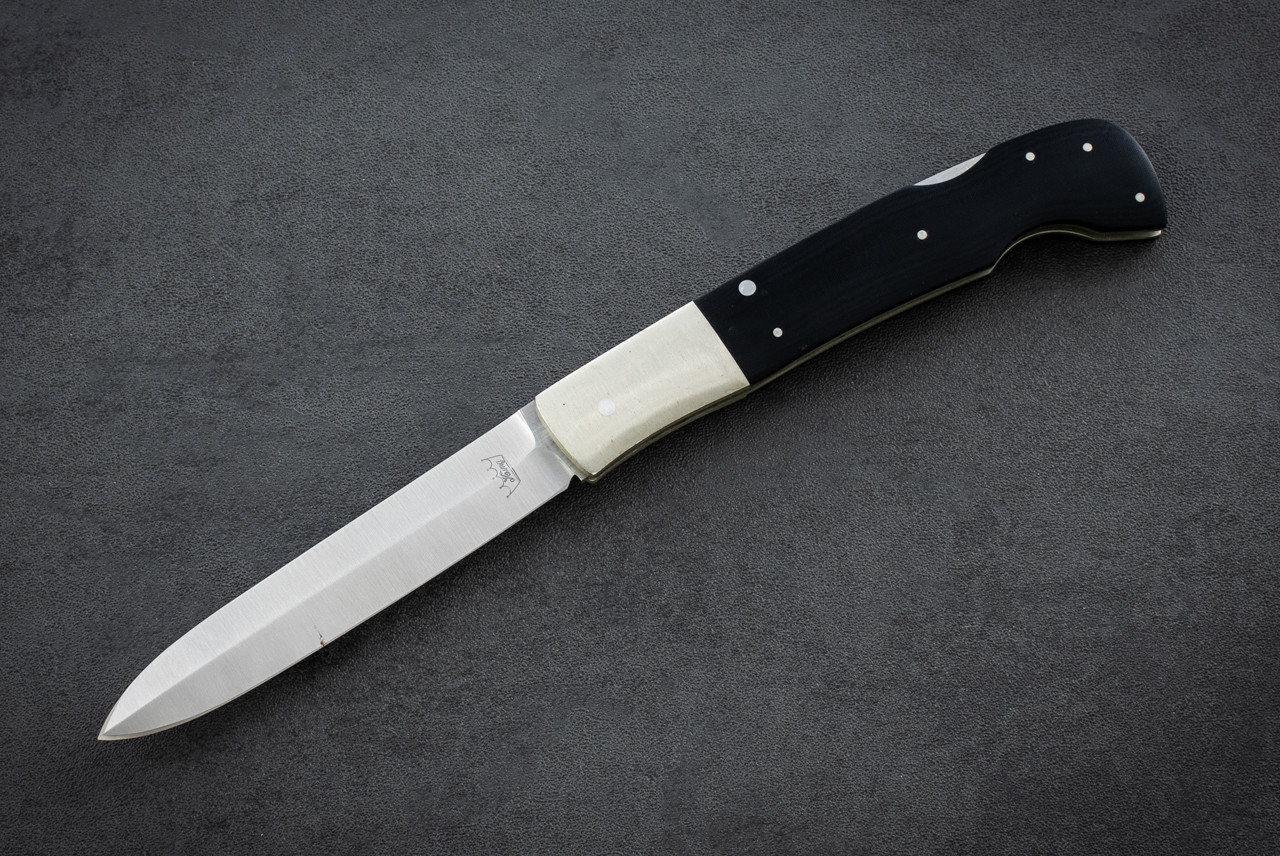 Lucas Emerson Custom MX-200 Satin Blade w/ Black Micarta Handle Lucas Emerson Custom MX-200 Satin Blade w/ Black Micarta Handle