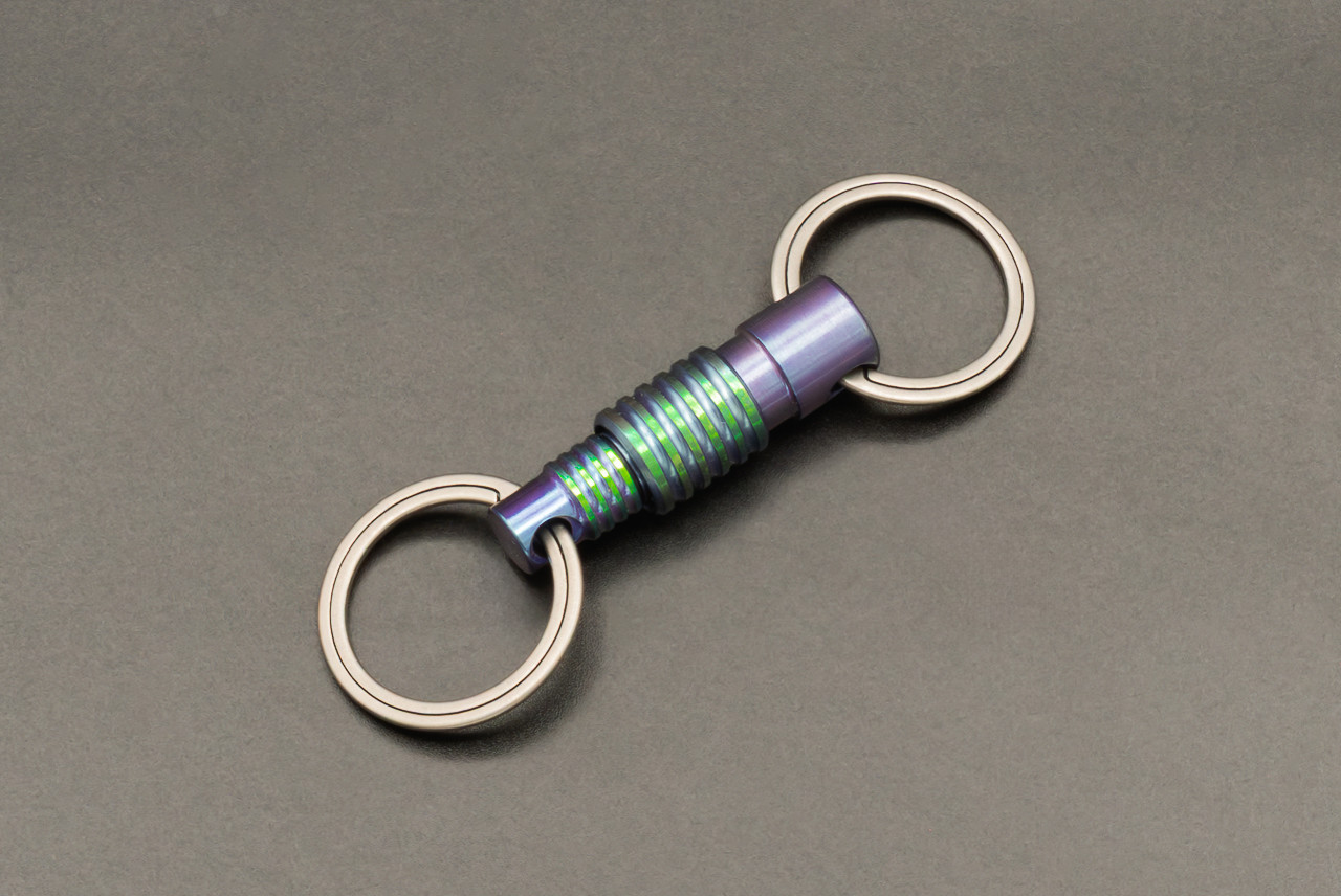 QD Fobs Q-Ring Titanium Groove Pattern Anodized Purple Green by Pete Gray