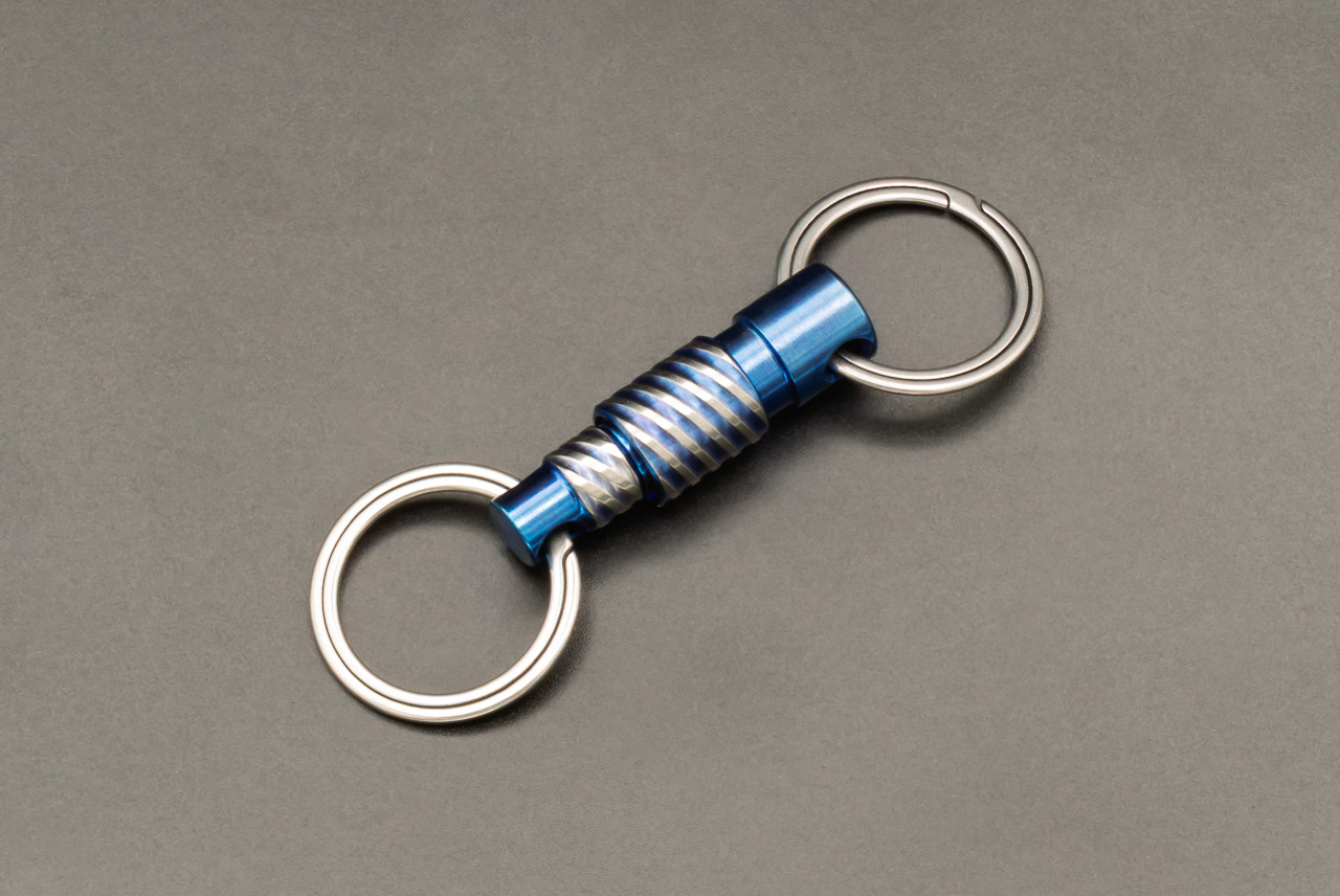 QD Fobs Q-Ring Titanium Spiral Pattern Anodized Royal Blue by Pete Gray