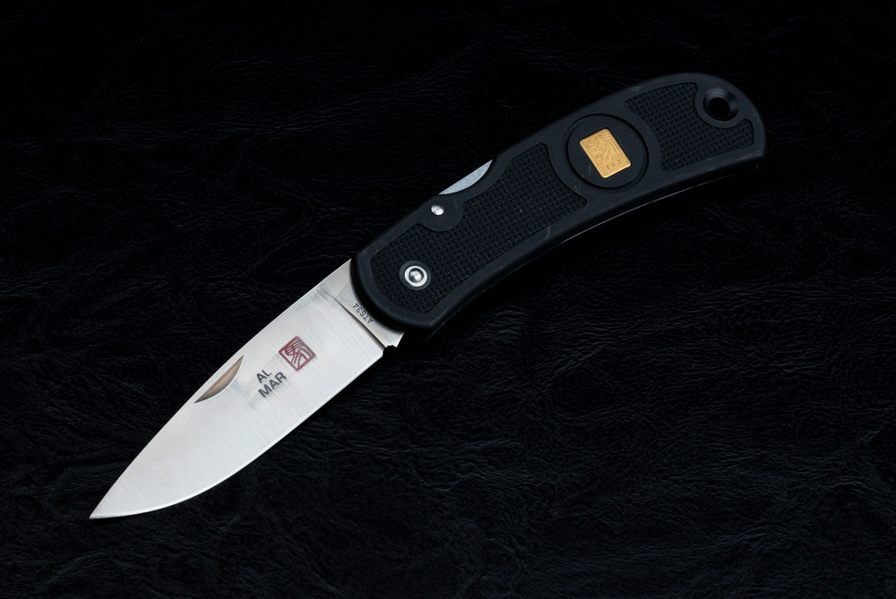 Al Mar Knives Sportsman Pocket Knife Satin Blade w/ Black Zytel