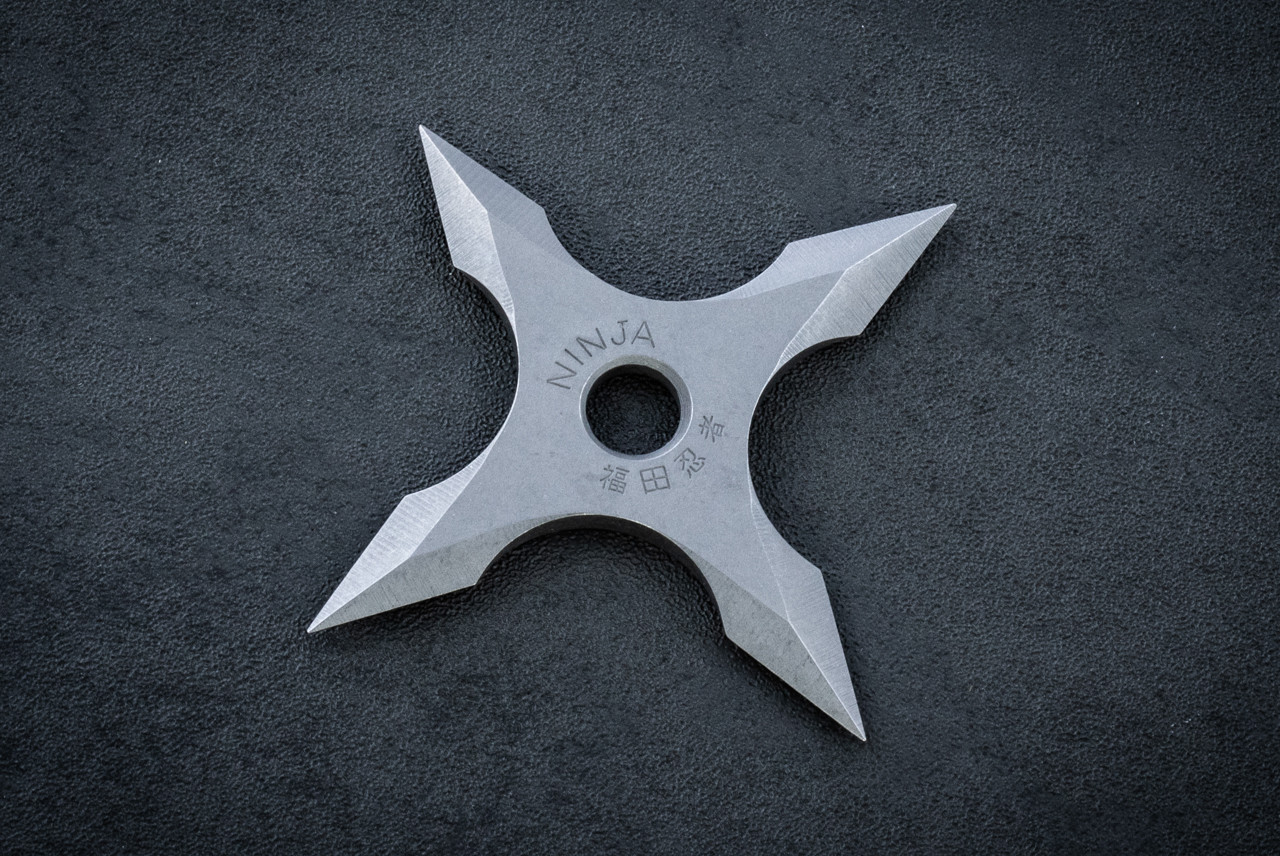 Takao Fukuta One Off Vintage Japan Ninja Valor Handmade Four Point Shuriken Bead Blast Tumbled Finish - 05