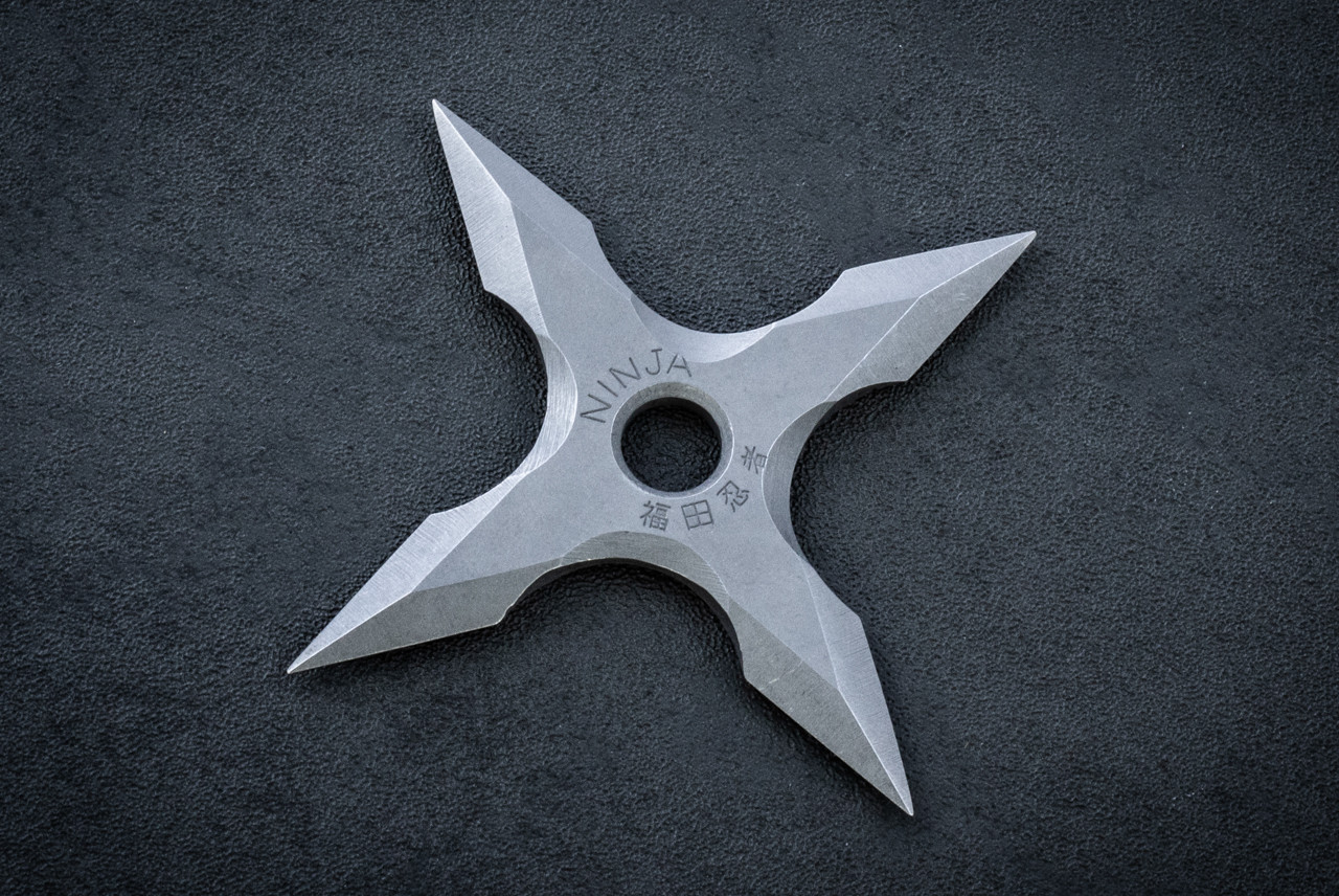 Takao Fukuta One Off Vintage Japan Ninja Valor Handmade Four Point Shuriken Bead Blast Tumbled Finish - 18