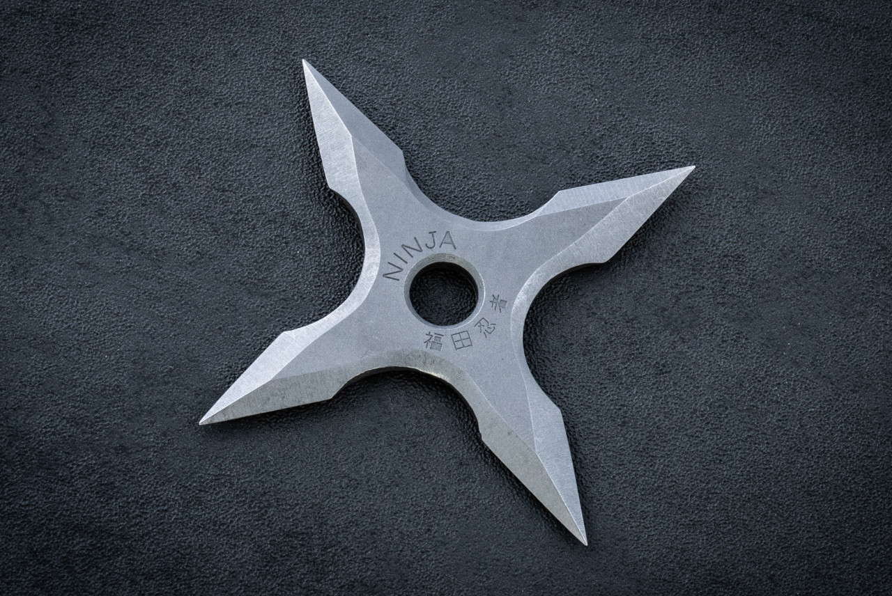 Takao Fukuta One Off Vintage Japan Ninja Valor Handmade Four Point Shuriken Bead Blast Tumbled Finish - 21