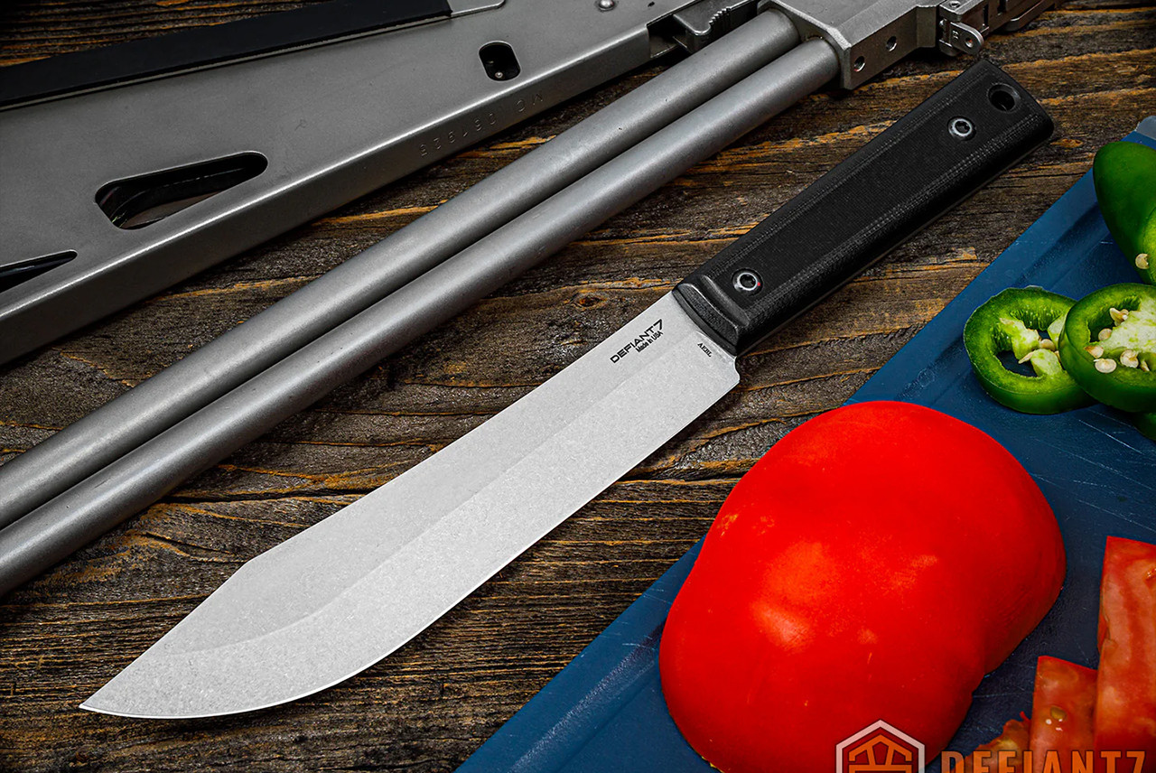 Defiant 7 Les George Magnolia Fixed Blade Knife Stonewashed Blade