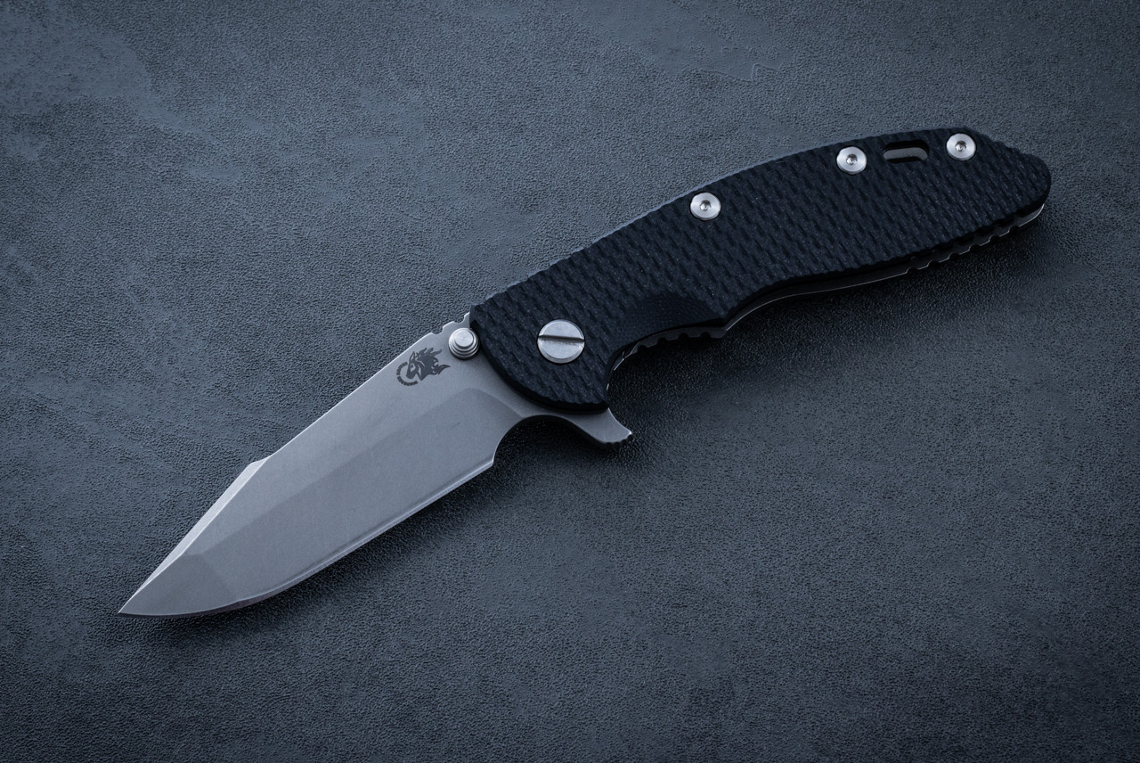 Rick Hinderer Knives XM-18 3.5" Harpoon Spanto MagnaCut Working Finish Blade and Frame Lock w/ Black G-10 Handle