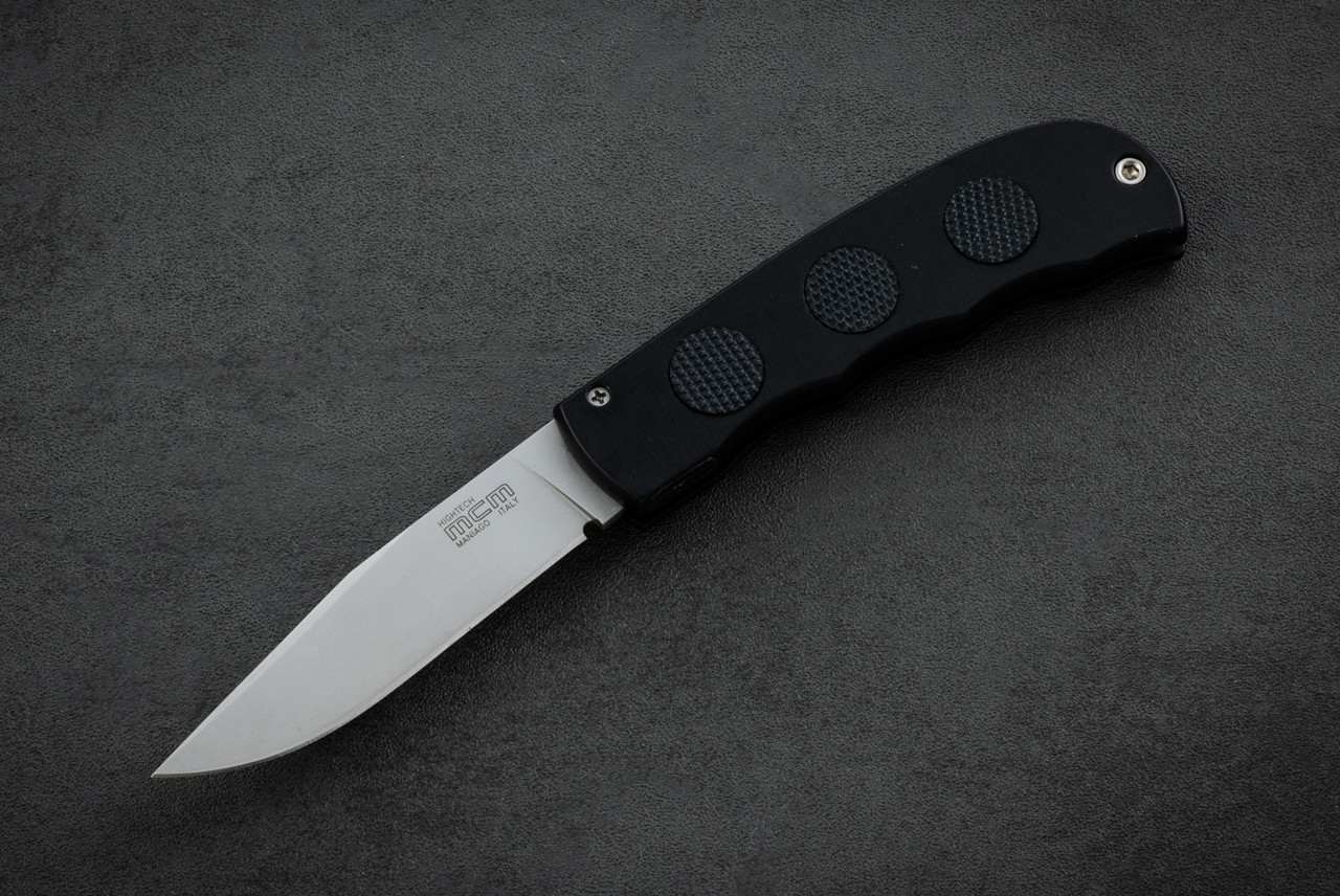 MCM HighTech Hidden Release Automatic Knife Stonewash Blade w/ Black Aluminum Handle 