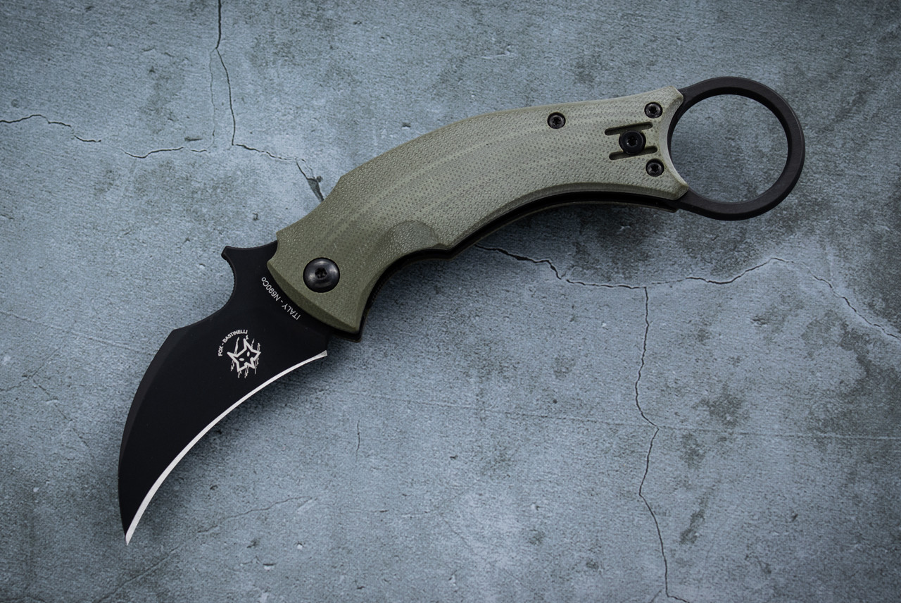 Fox Knives Bastinelli Black Bird Karambit Folding Knife Black