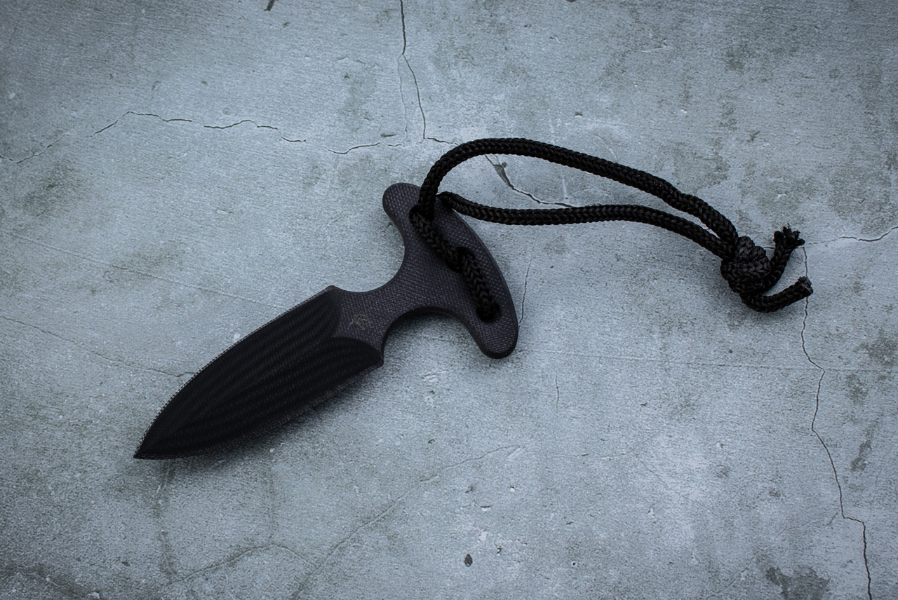 Fred Perrin Push Dagger Fixed Blade Knife Black G-10 w/ Sheath