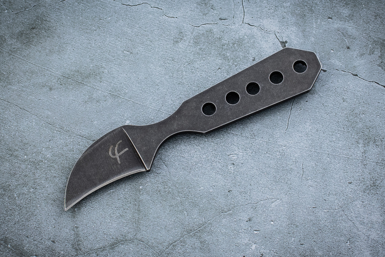 Fred Perrin Le Fruit Fixed Blade Knife Black Stonewash w/ Sheath - FP1904